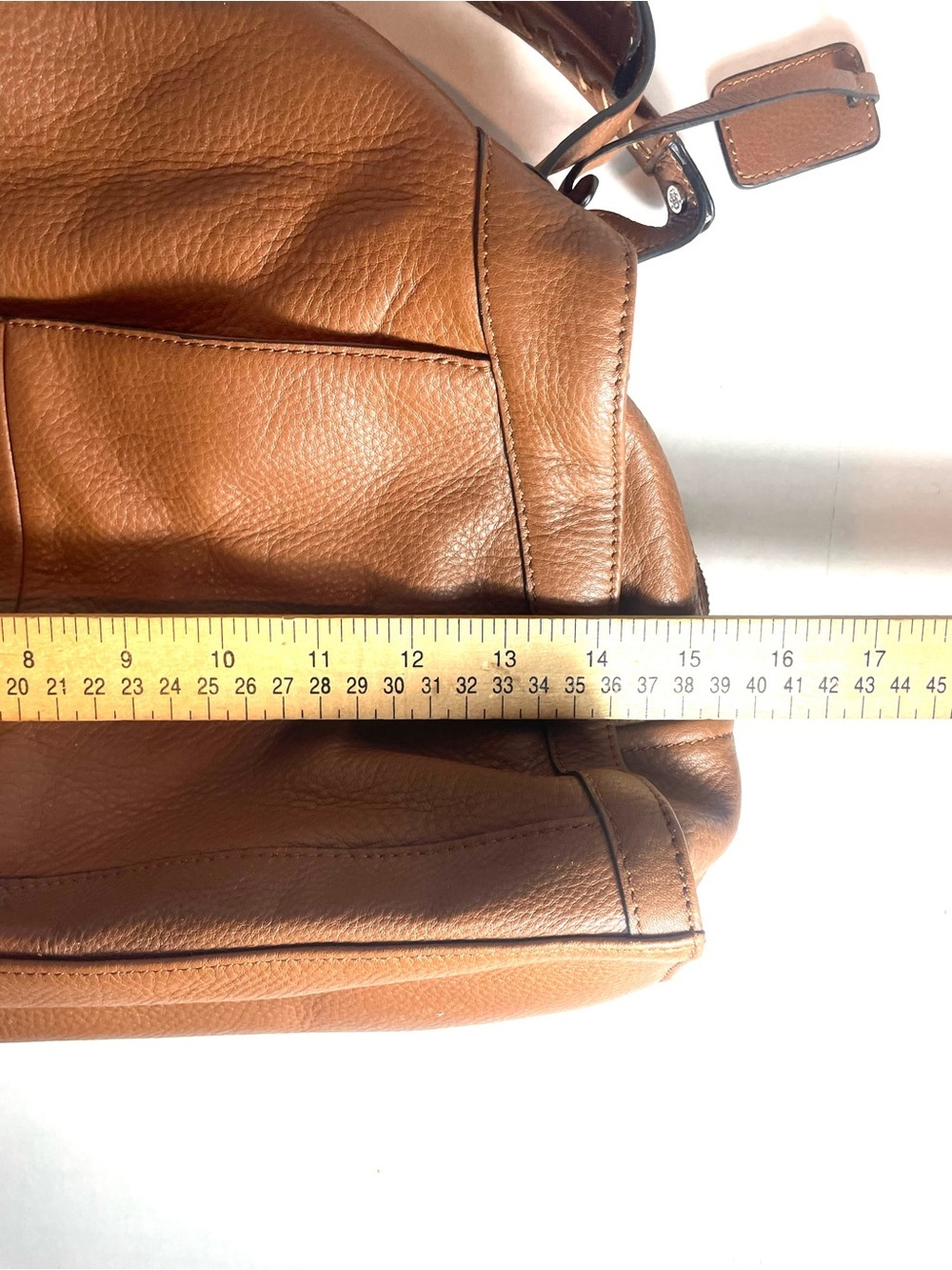 Jessica Simpson Cognac Faux Pebbled Leather Woven Boho Satchel Handbag - Picture 16 of 16